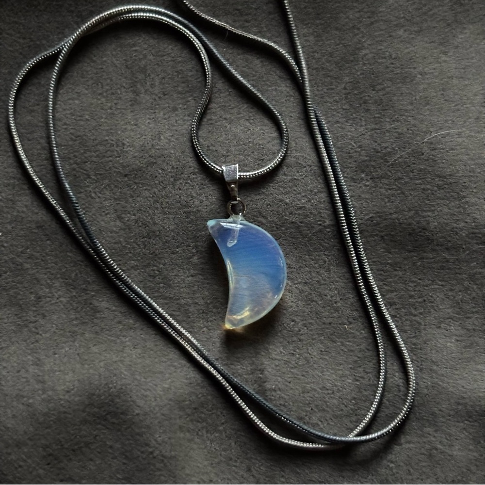 Bondhu | Opalite Crescent Moon on Sterling Chain 🌝
